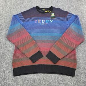 Teddy Fresh Multicolor Striped Cotton Knit Crew Neck Sweater Rainbow L‎